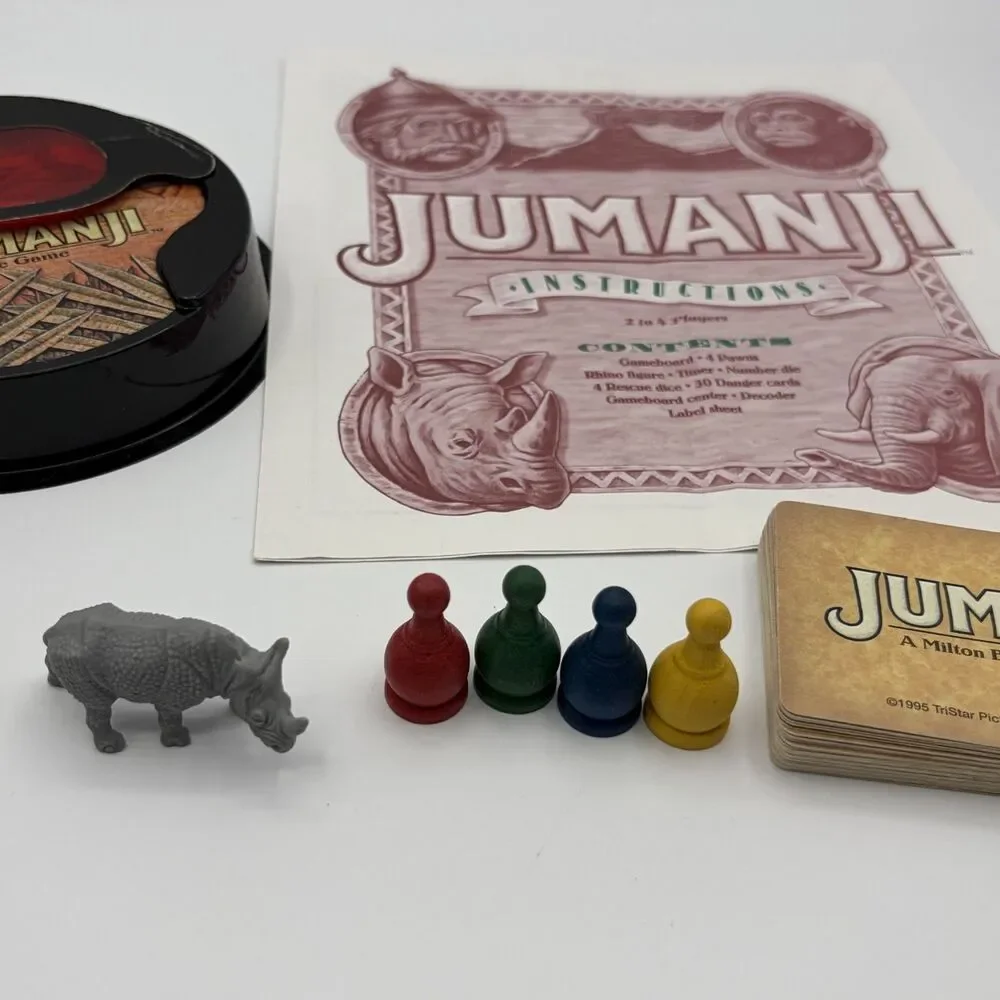 VINTAGE Jumanji The Game COMPLETE Milton Bradley 1995 Family Kids Movie Book